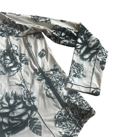 Bylyse Zip-Down Stretch Jacket Sweater Athleisure Nylon Floral Print Size Medium - Picture 2 of 12